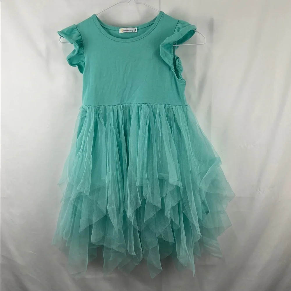 Girl’s Tutu Dress - 2 Pack - Pink Rainbow Bunny - Mint Green - Size 8